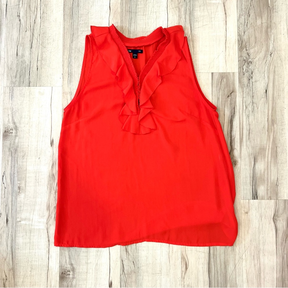 GAP Red Ruffled Sleeveless Tank Top - Size Medium